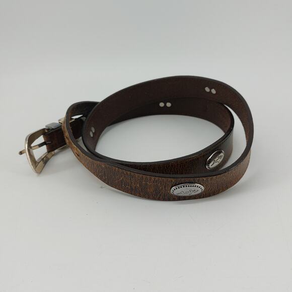 Greg Norman Men's Brown Italian Leather Belt Shark Conchos Size 40/100 - Picture 9 of 10
